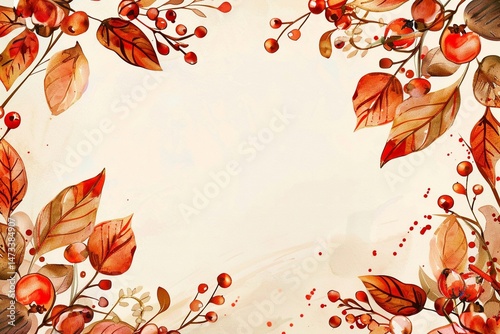 vector leaf and berry autumn fall wedding invitation card