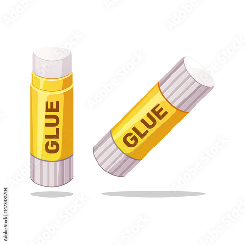 Yellow glue stick vector isolated on white background.