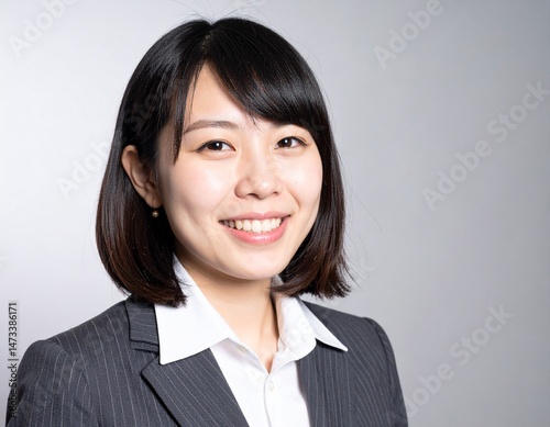 笑顔にスーツを着た女性 photo