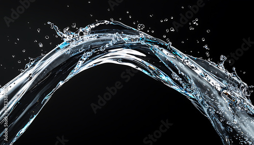 Clear water waves. Water wave isolated on black background.