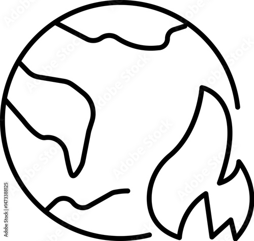 Global Warming Minimalistic Line Icon for Web and Graphic Design, Apps, Banners, Social Network and Cards