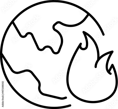 Global Warming Minimalistic Thin Line Icon for Web and Graphic Design, Apps, Banners, Social Network and Cards