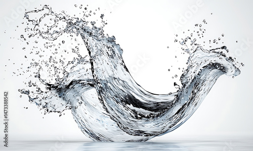 Clear water waves. Water wave isolated on white background.
