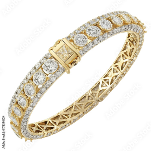 Wallpaper Mural A luxurious gold bracelet adorned with intricate diamond detailing, showcasing elegance and craftsmanship. Torontodigital.ca