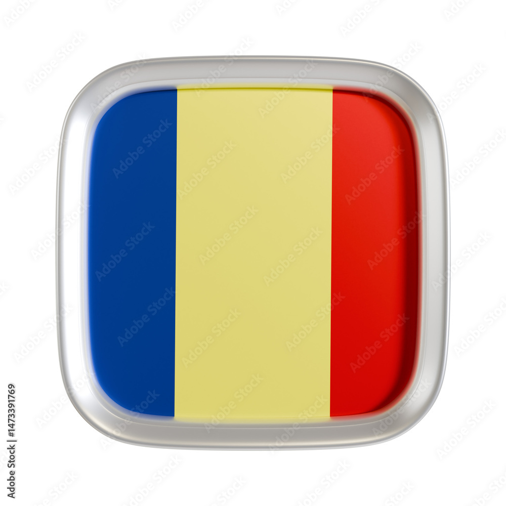 Fototapeta premium Chad flag 3d square icon.
