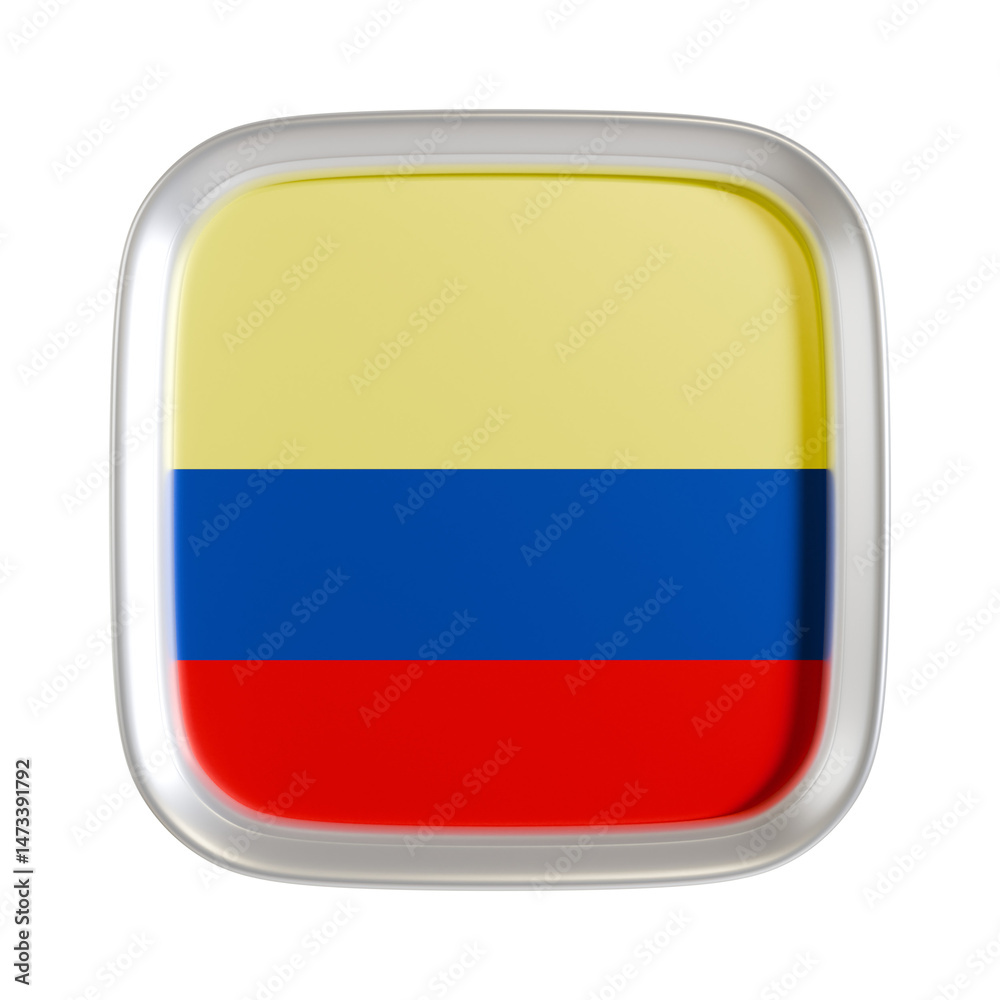 Fototapeta premium Colombia flag 3d square icon.