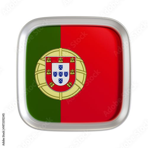 Free Download Portugal flag 3d square icon. - GFXLoad