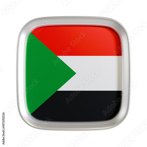 Free Download Sudan flag 3d square icon. - GFXLoad
