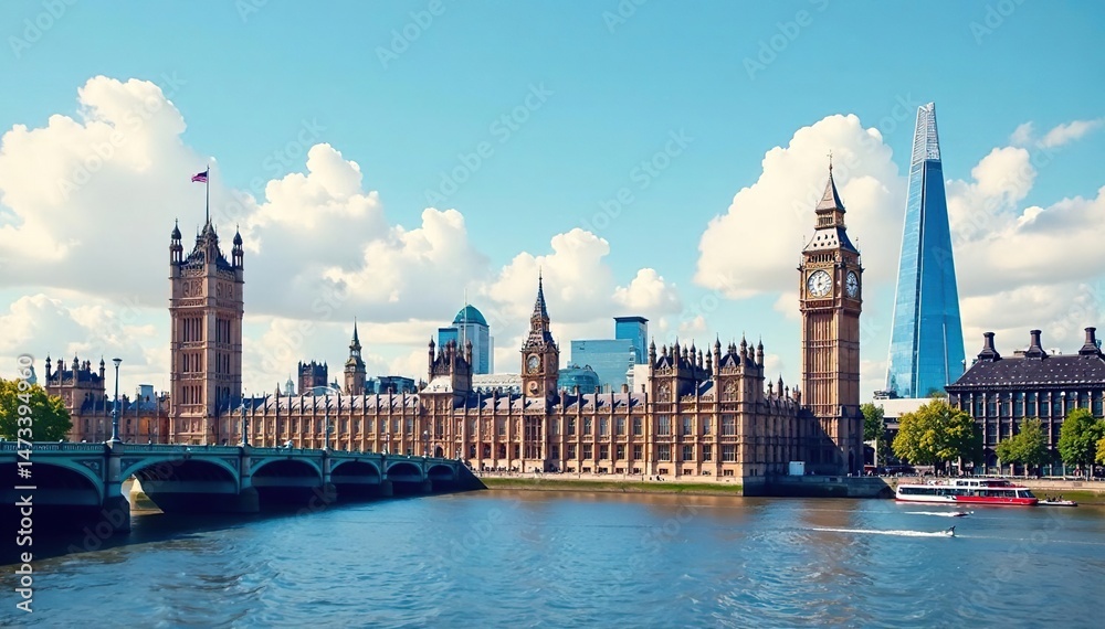 Fototapeta premium Iconic London architecture, showcasing diverse architectural styles and city skyline , structure, travel, royalty free
