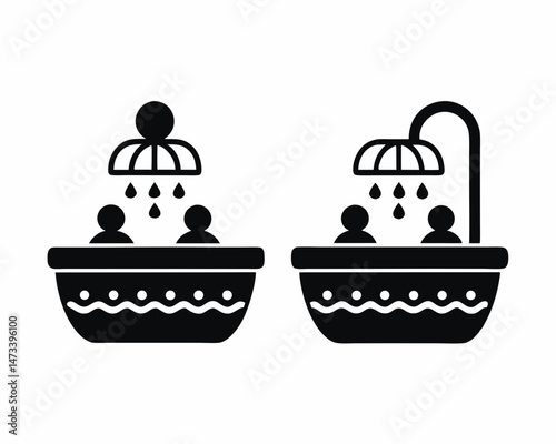 Couple in Hot tub icon silhouette vector illustration