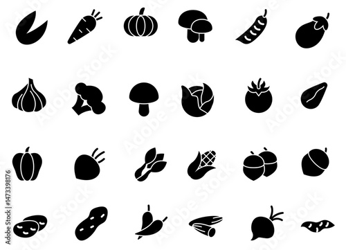 Vegetable icon set vector. editable
