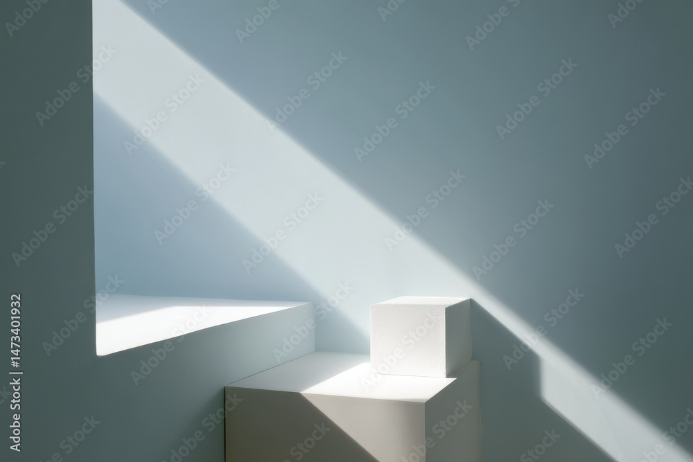 Fototapeta premium serene composition showcasing bright sunny minimalism emphasizing geometric shapes and clean lines