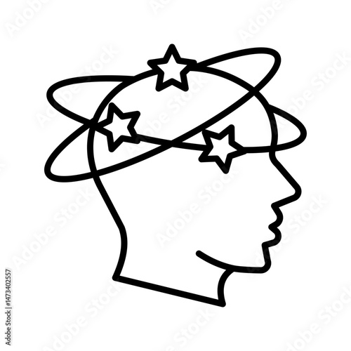 Tired Man with Nausea Symbol Collection. Migraine, Dizziness, Headache, Distracted Head Line and Silhouette Black Icon Set. Man Feel Dizzy Pictogram. Isolated Vector Illustration.