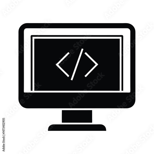 Monitor With Code Icon Vector Illustration