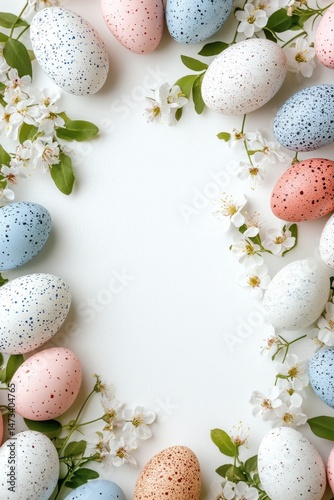 Pastel Easter Eggs and Spring Flowers Arrangement