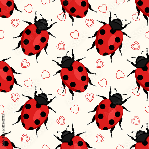 Insect ladybug cute seamless pattern vector illustration design.