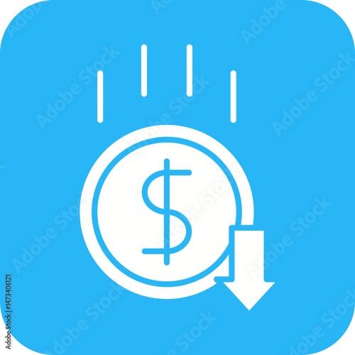 Currency Down icon vector image. Suitable for mobile apps, web apps and print media.