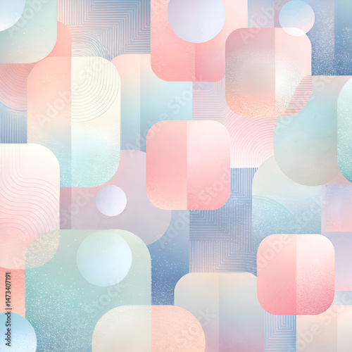 Pastel Geometric Shapes Abstract Art Print