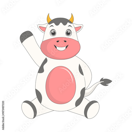 Cute Baby Cow Character. Vector Cartoon Illustration.
