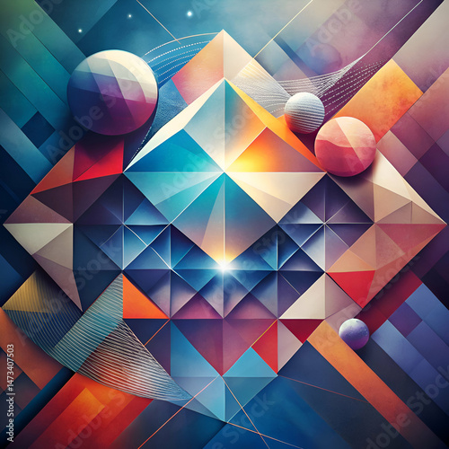 Abstract Geometric Art. Colorful Shapes and Patterns