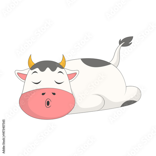 Cute Baby Cow Character. Vector Cartoon Illustration.