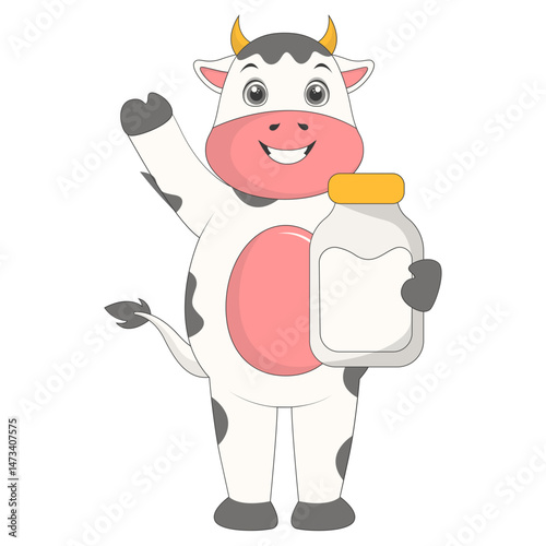 Cute Baby Cow Character. Vector Cartoon Illustration.