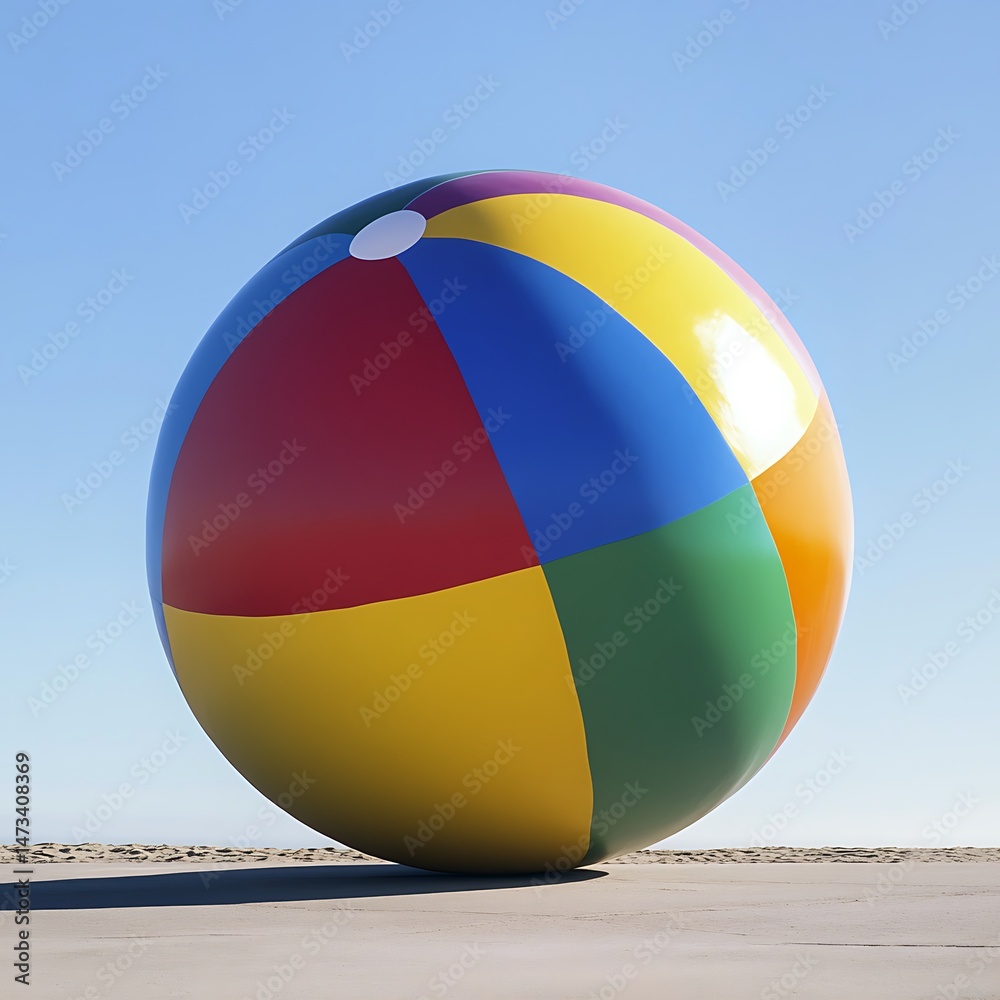 Fototapeta premium Giant Beach Ball on Sandy Beach