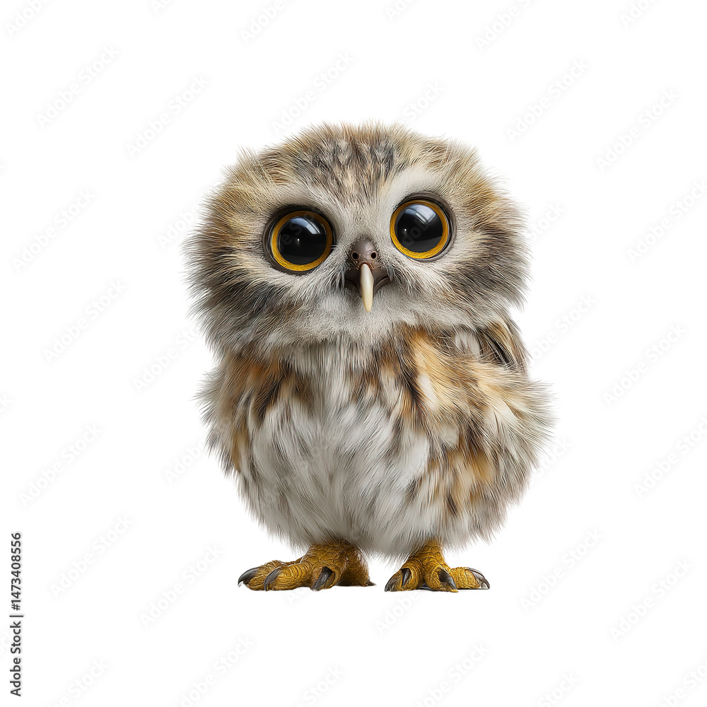 Naklejka premium Adorable Baby Owl with Big Eyes - Wildlife Photography