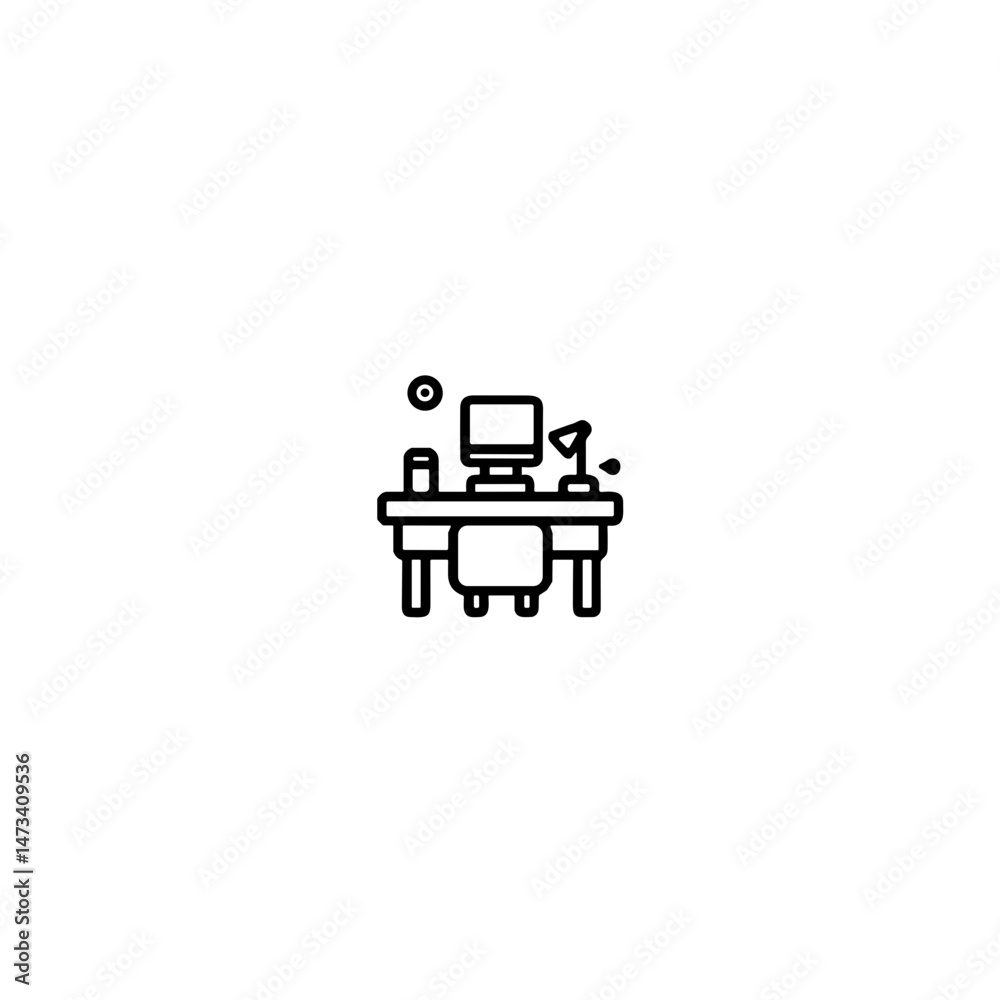 Minimalist home desk icon for remote work, modern productivity Minimalist home desk icon for remote work, modern productivity