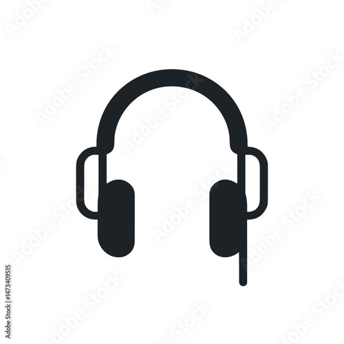Noise cancelling headphones icon on white background, remote work concept