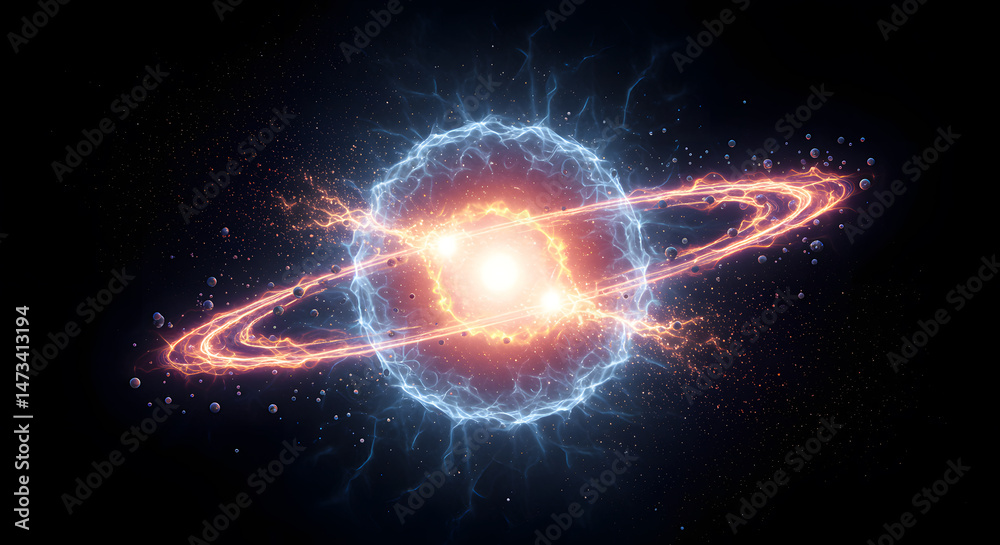Fototapeta premium Celestial Inferno: A Fiery Cosmic Dance of Energy and Light