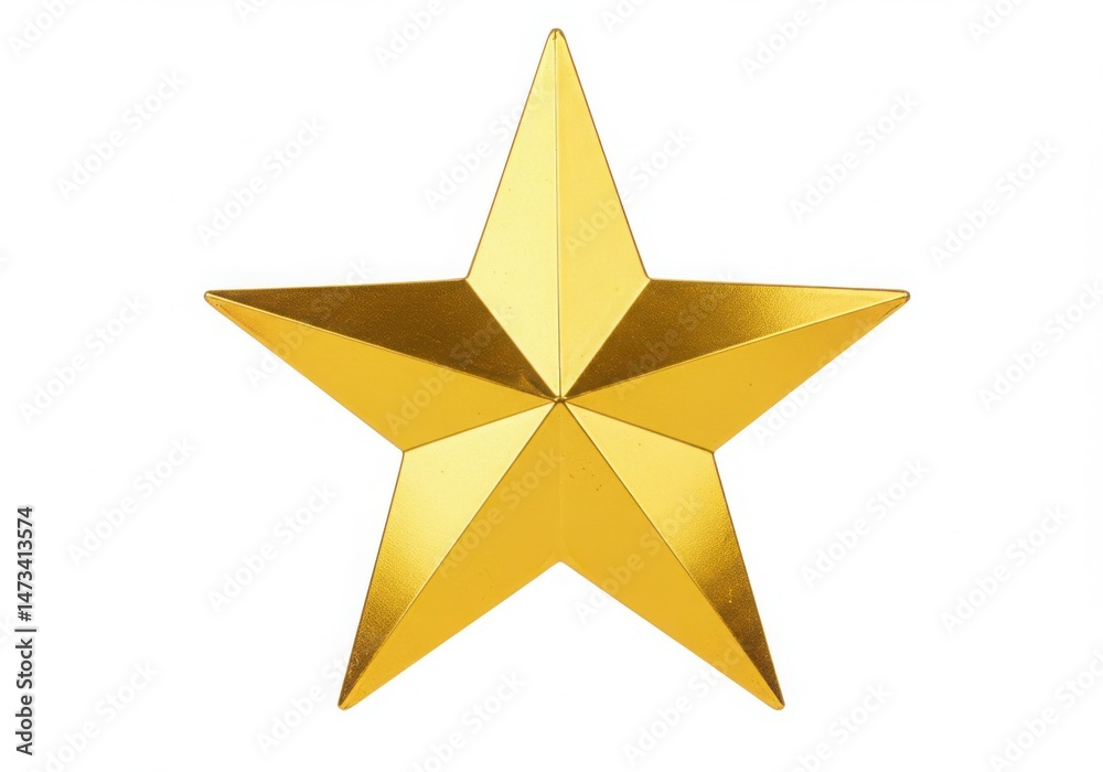 Fototapeta premium Isolated golden star with five points on a clean white background studio shot