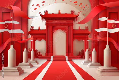 vector realistic background for indonesia independence day celebration