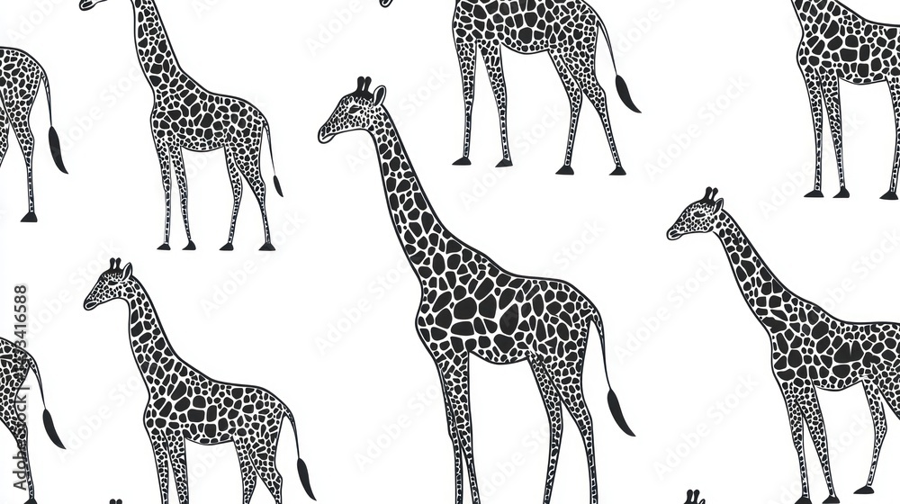 Obraz premium Giraffe pattern on white background