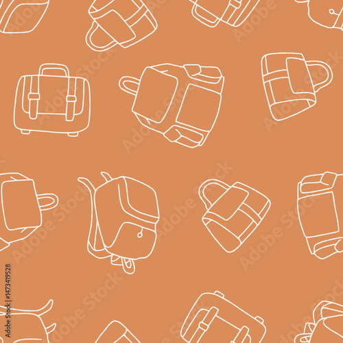 Outline Vector Bag Pattern Repeat Seamless for Wallpaper Background Cover Packaging