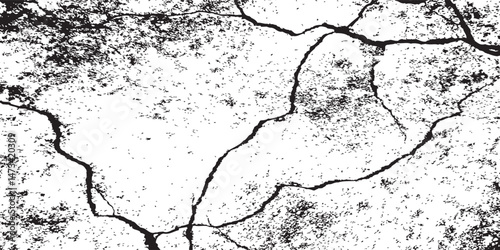 Crack seamless pattern. Repeating crackle texture. Black stone effect on white background. Repeated ground structure for prints design.