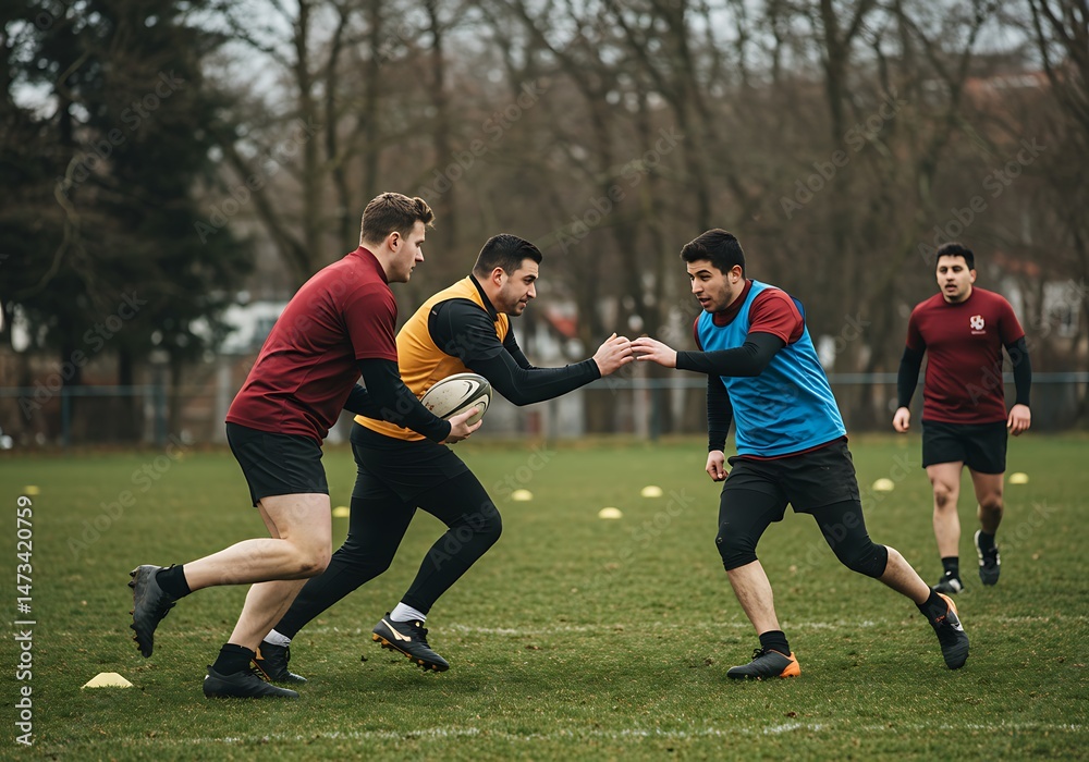 Obraz premium Rugby Rush: Winter Training AI Generated