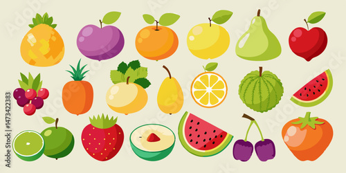 Vibrant Fruit Collection Apples Pears Watermelon Pineapple More