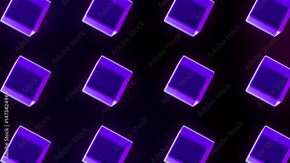 Seamless Animated Purple Cube Motion Graphic Background on Black Seamless Animated Purple Cube Motion Graphic Background on Black