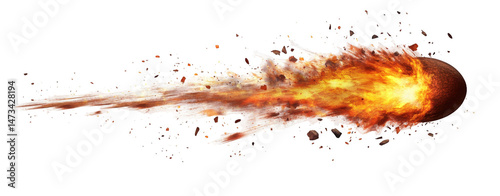 Fiery Meteor Trail, Space Rock, Burning Comet