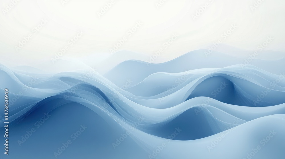 Fototapeta premium Abstract flowing blue waves (1)