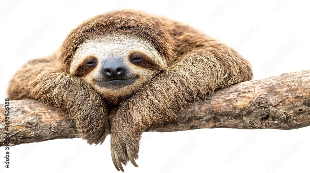 Fototapeta premium Sleepy sloth isolated on white background