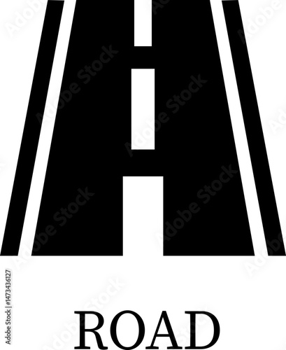 Road icon.Road forks icon. Road sections of different shapes.vector icon illustration isolated on white background.Containing street, highway, traffic light, intersection and roundabout symbol.