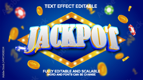 jackpot text effect vector editable blue