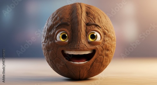 Happy Walnut Cartoon