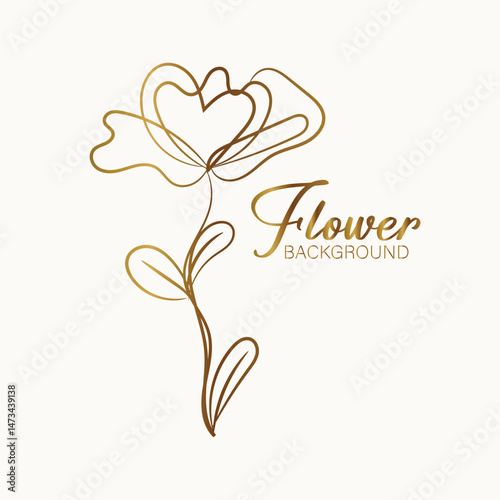Elegant Golden Floral Background Design with Delicate Flowers and Leaves