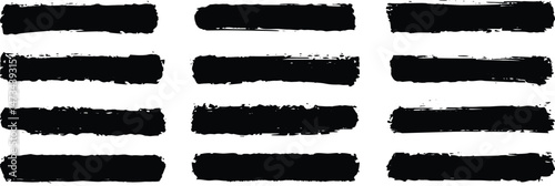 Set of rectrangle shape brush strokes. Hand drawn painted chalk brushes. Brush grunge line calligraphy paint strokes.