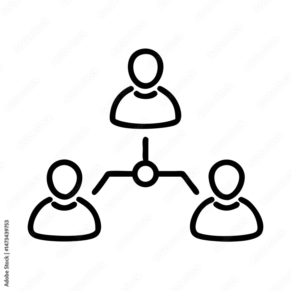 Fototapeta premium Team Network Icon – Connected People Outline for Collaboration and Organization