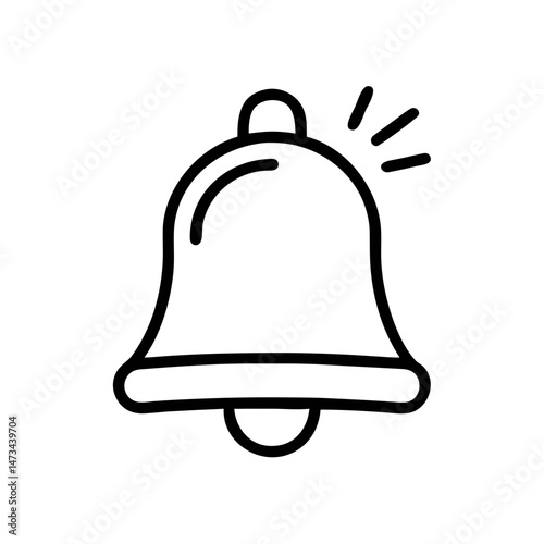 Notification Bell Icon – Simple Line Alert Symbol for App, Reminder, and Message Interface