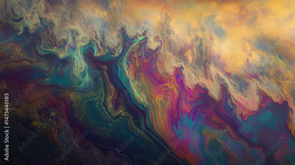 Fototapeta premium Colorful Abstract Swirl of Fluid Dynamics Capturing Infinite Textures and Vibrant Hues in Motion